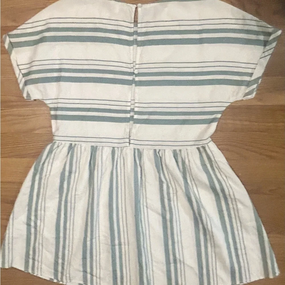 TCEC Striped Mini Dress Small Women's Short Sleeve Green Summer Sundress - Picture 6 of 9